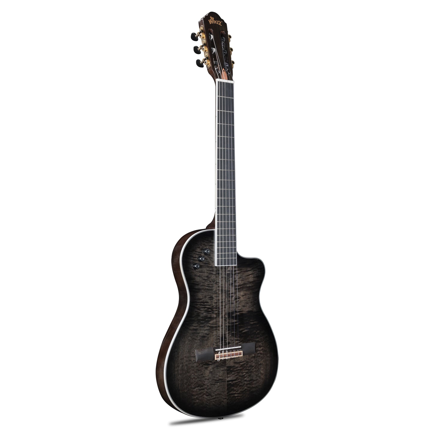 WINZZ WCG170CE 39-Inch Thin Body Classical-Electric Guitar - Nylon Strings, Built-in Preamp, Perfect for Stage and Practice