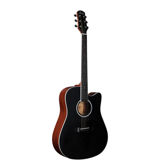 WINZZ AFM485CE Solid Spruce Cutaway Dreadnought Acoustic Guitar,Black Matte