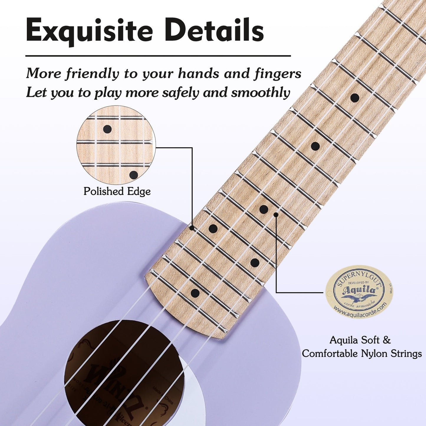 WINZZ Macaron Colors Series-AU-C00 Hawaiian Style Ukulele for Beginners