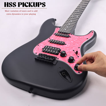 WINZZ EGS112H 39-inch Solid Poplar Wood Electric Guitar With Pink Pickguard