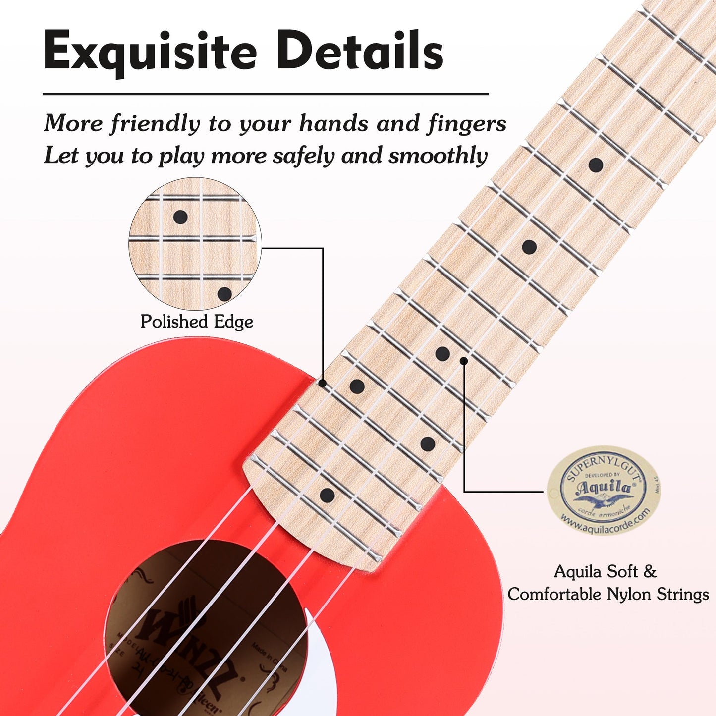 WINZZ Macaron Colors Series-AU-C00 Hawaiian Style Ukulele for Beginners