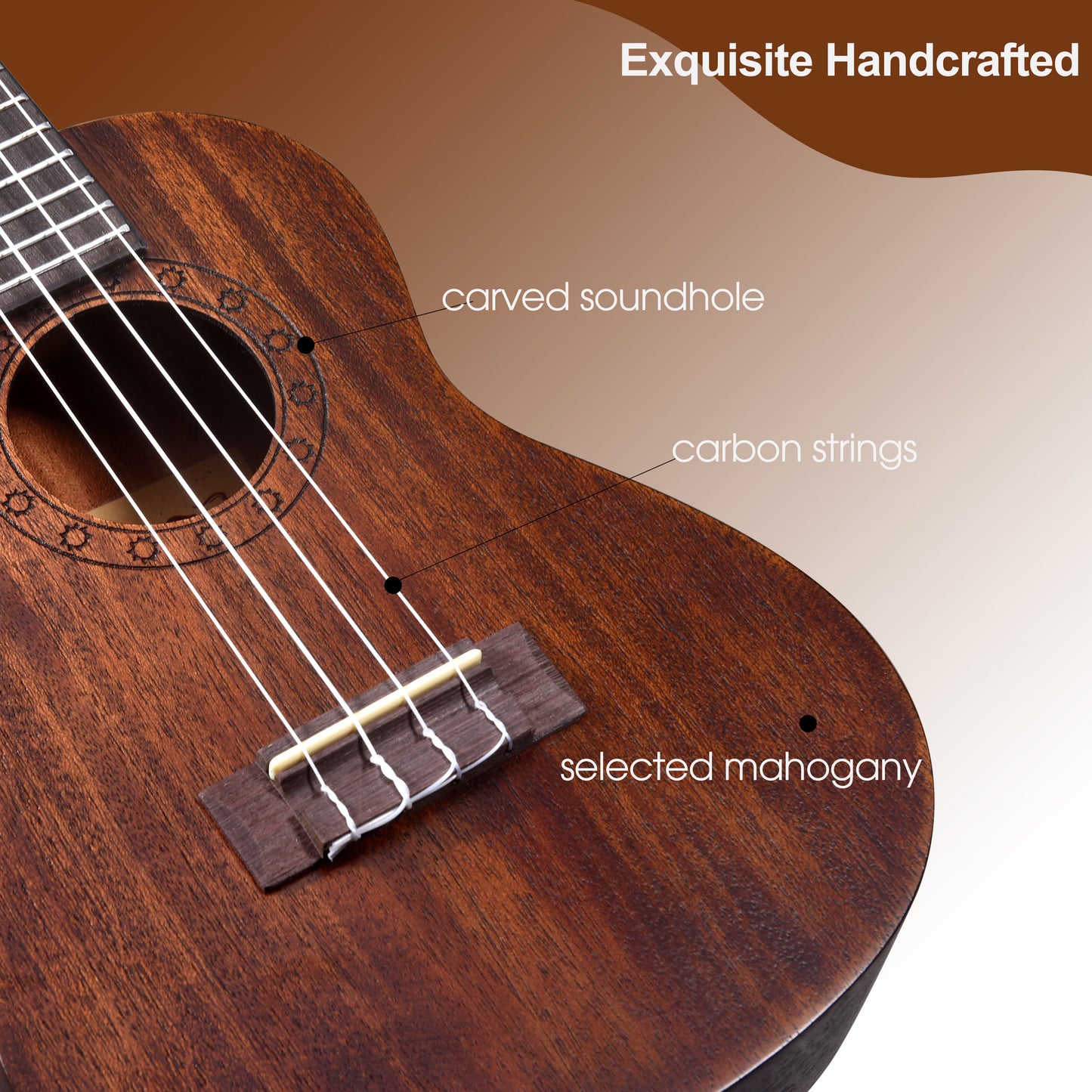 WINZZ HAND RUBBED Series-AU-H07A  Mahogany Concert Ukulele