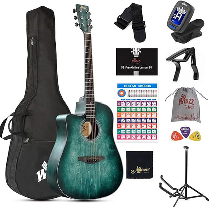 WINZZ AF-H00LCL 41-Inch Left Handed Beginner Cutaway Acoustic Guitar