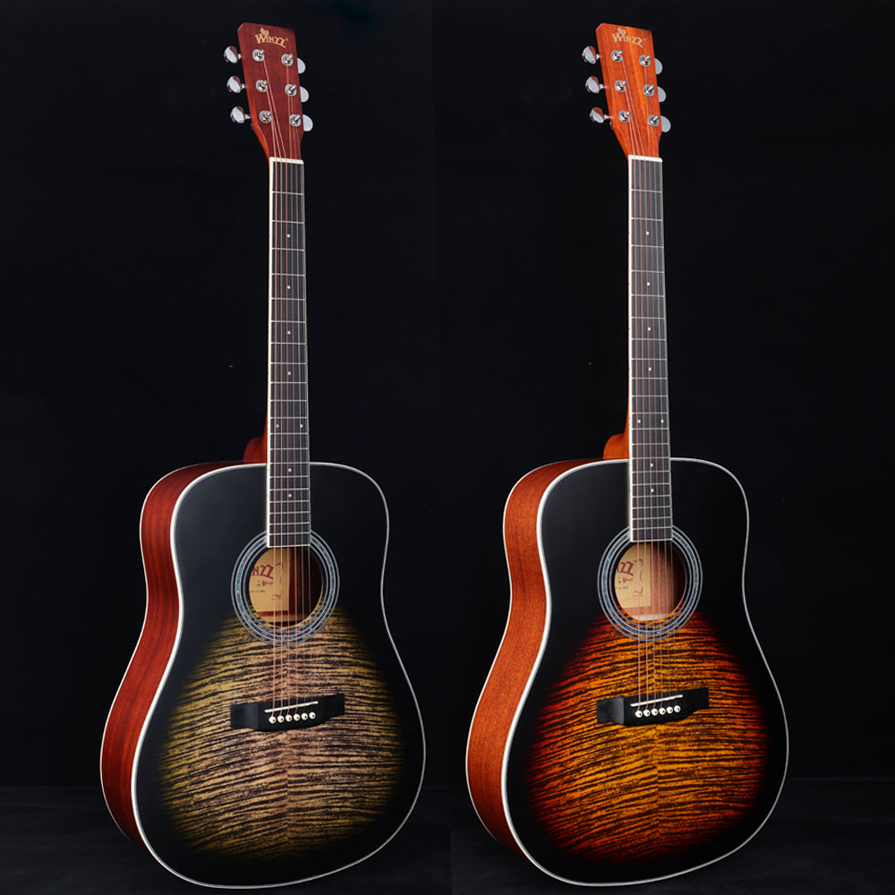 WINZZ AF07TP-MBK 41 inch Acoustic Guitar With Tiger Stripes Pattern Printing