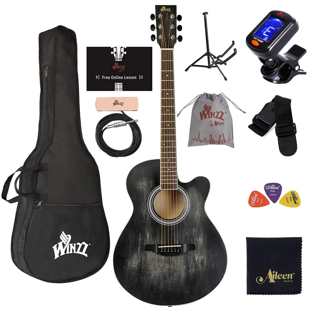 WINZZ AF-H00LC 40-Inch Beginner Cutaway Acoustic Electric Guitar