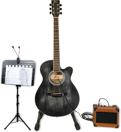 WINZZ AF-H00LC 40-Inch Beginner Cutaway Acoustic Electric Guitar