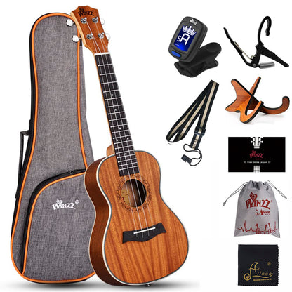 WINZZ AU07L Mahogany Soprano Ukulele for Beginners, Mahogany Matte