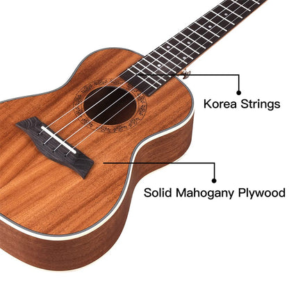 WINZZ AU07L Mahogany Soprano Ukulele for Beginners, Mahogany Matte