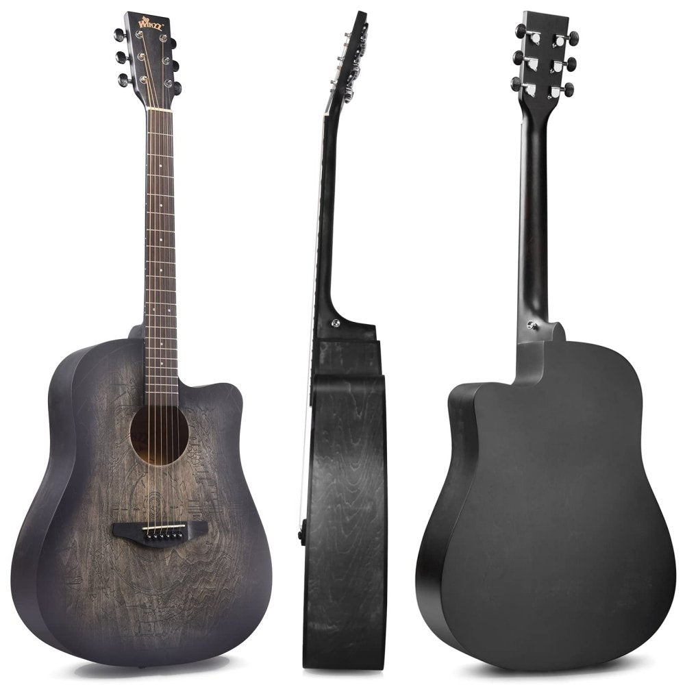 WINZZ AF-HE00LC 41-Inch Cutaway Carved Design Acoustic Electric Guitar - winzzguitars