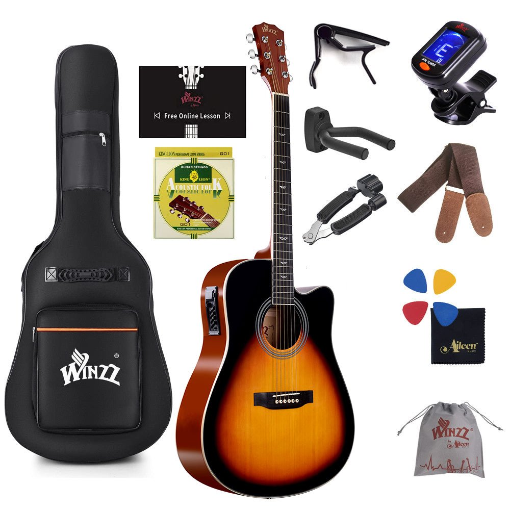 WINZZ AF168CE 41-inch Electro-Acoustic Guitar ,Sunburst Glossy - winzzguitars