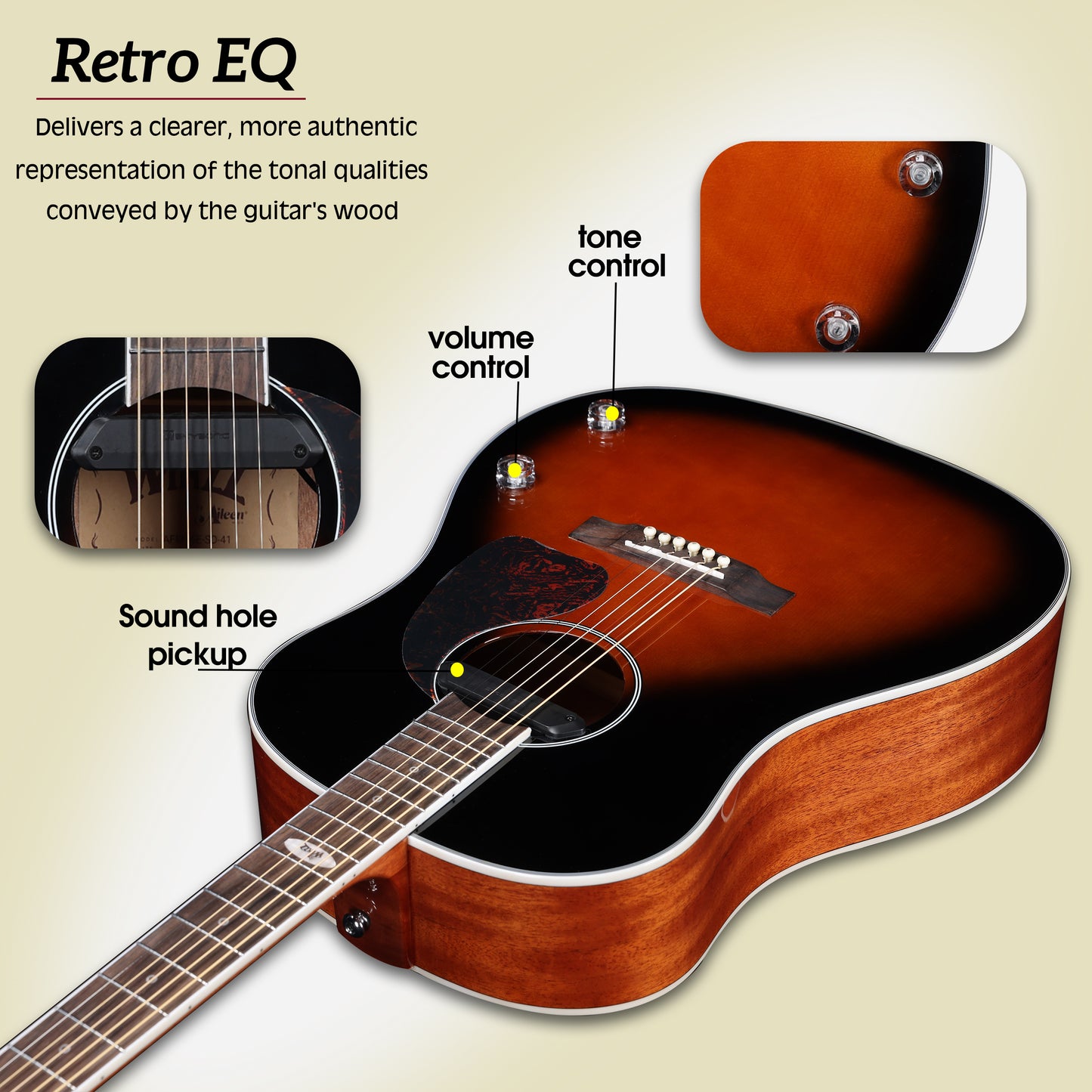 WINZZ AFM16E-SD Retro EQ and Output Jack: A detailed image of the retro EQ system and output jack, ensuring seamless connection for amplified performance.