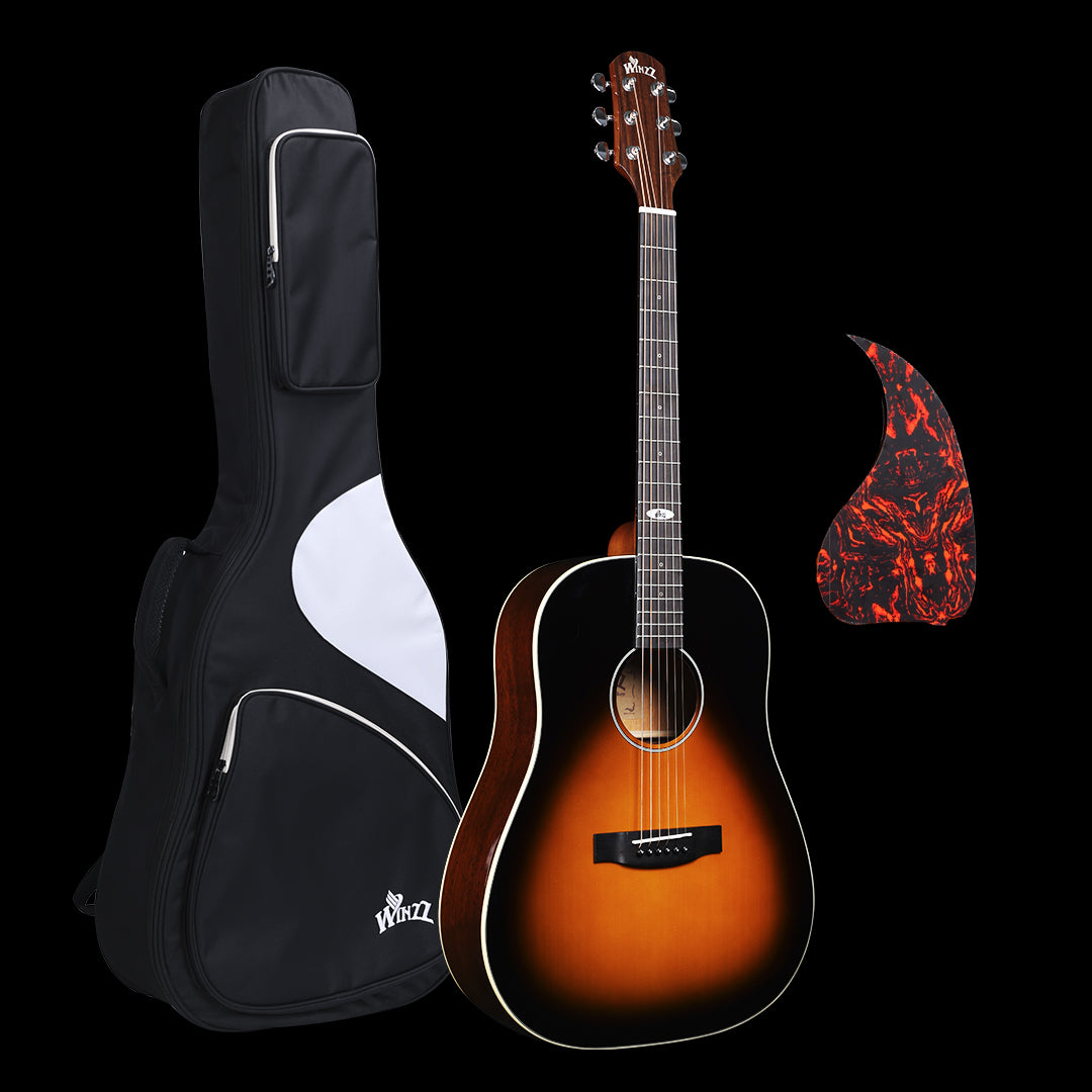 WINZZ AFM16-SD Slope Shoulder Dreadnought Solid Sitka Spruce Acoustic Guitar with Reinforced Carbon Fiber Neck