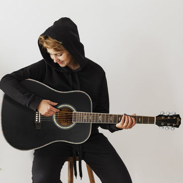 Winzz 41 Inch Acoustic Guitar for Beginners Adults, Black Matte - winzzguitars