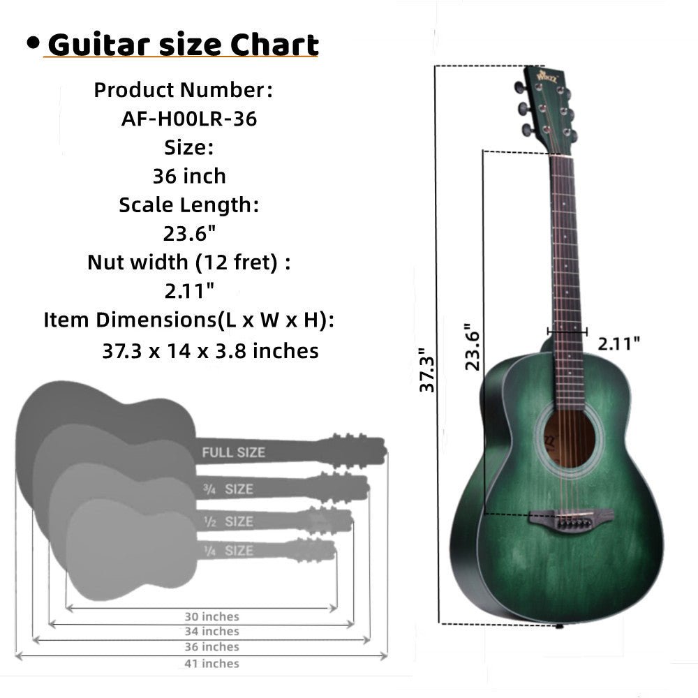 WINZZ AF-H00L 36-Inch Beginner Acoustic Guitar - winzzguitars