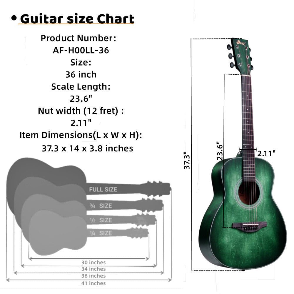 WINZZ AF-H00L 36-Inch Beginner Acoustic Guitar - winzzguitars