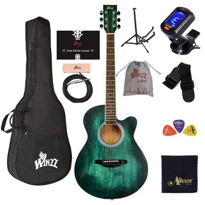 WINZZ AF-H00LC 40-Inch Beginner Cutaway Acoustic Electric Guitar - winzzguitars