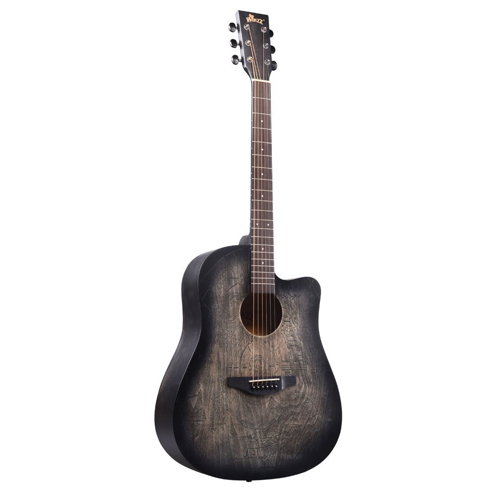 WINZZ AF-HE00LC 41-Inch Cutaway Carved Design Acoustic Electric Guitar - winzzguitars