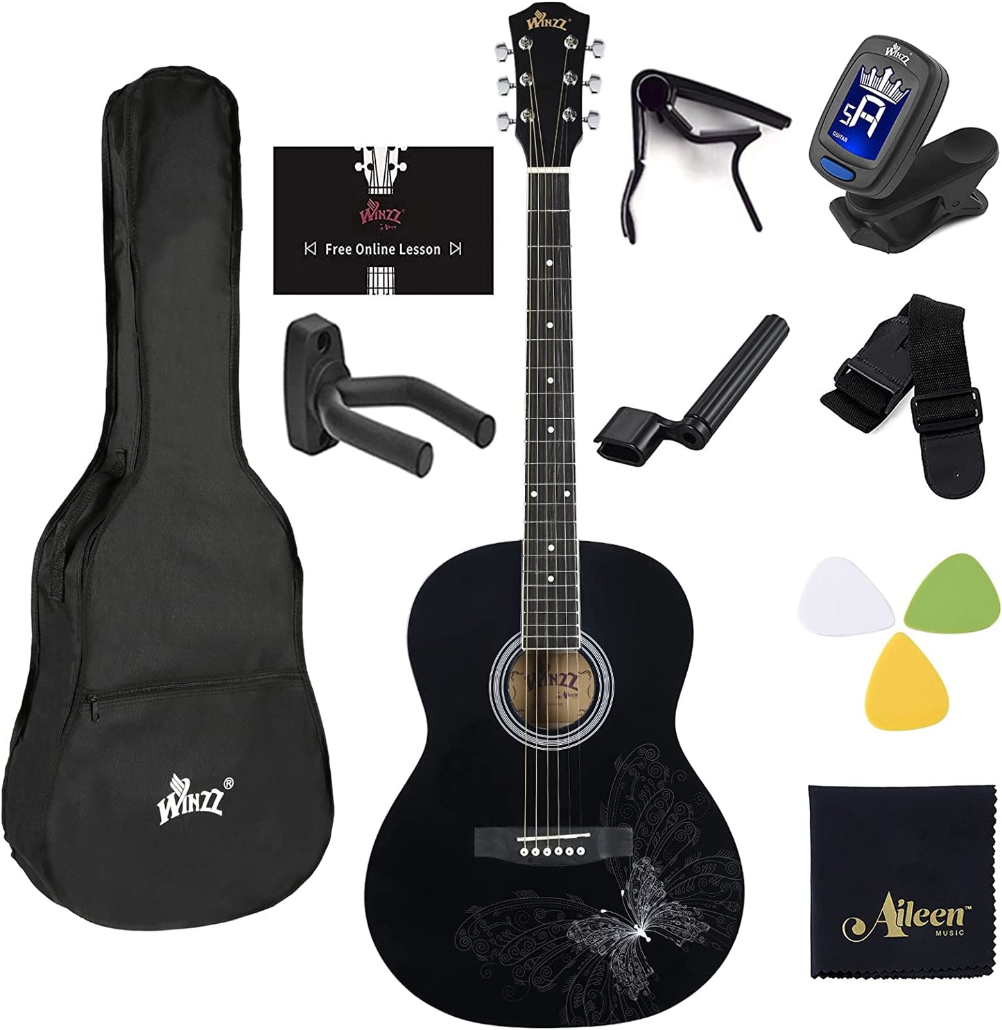 WINZZ AF227A 39-Inch Concert Pattern Design Acoustic Guitar - winzzguitars