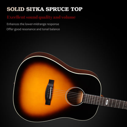 WINZZ AFM16-SD Slope Shoulder Dreadnought Solid Sitka Spruce Acoustic Guitar with Reinforced Carbon Fiber Neck - winzzguitars