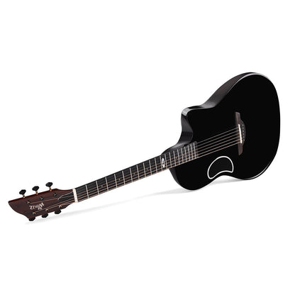 Combining a classic solid spruce top with a modern carbon fiber back, the glossy black WINZZ AFO300C delivers both timeless tone and cutting-edge design